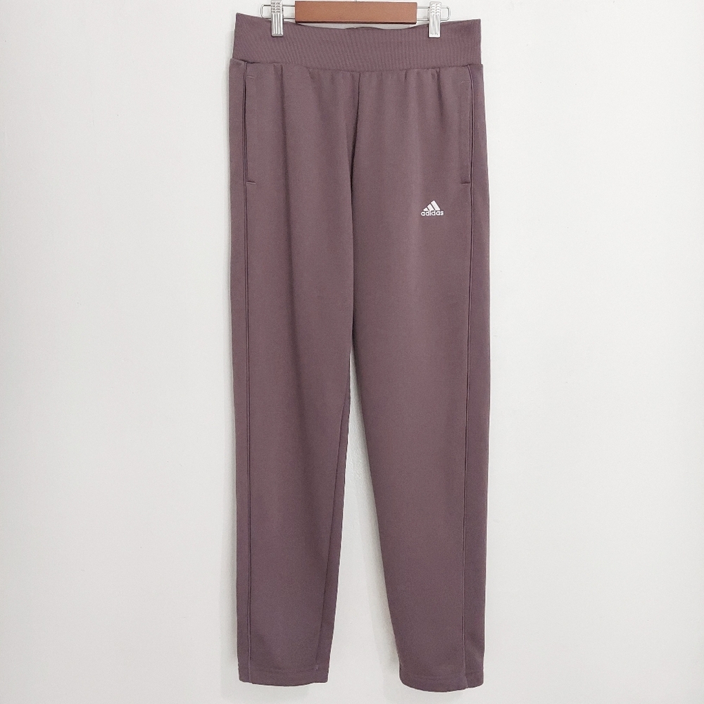 Adidas women's sweatpants size Small purple waist stretch tapered legs fleece